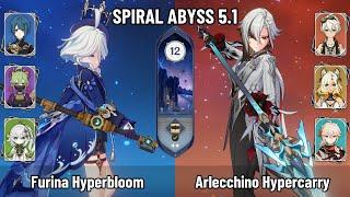 C0 Furina Hyperbloom | C0 Arlecchino Xilonen Hypercarry | New Spiral Abyss 5.1 | Genshin Impact