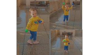 Taha enjoying weather on top floor|raining|rainbow having fun with mamo