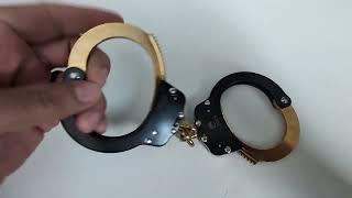 TacStealth Handcuffs with Two Keys & Handcuffs Case  Heavy Duty Black and Gold Steal Professional Gr