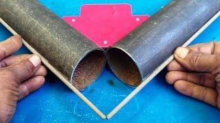 Round Pipe Cutting idea // 45 Degree Angle Cutting