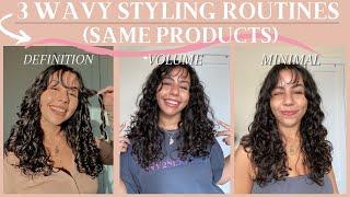 3 WAVY HAIR WASH DAY ROUTINES - DIFFERENT RESULTS - USING THE SAME PRODUCTS