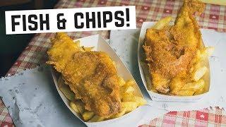 English Food - Real FISH AND CHIPS! (Americans Try British Food) - Cornwall, England