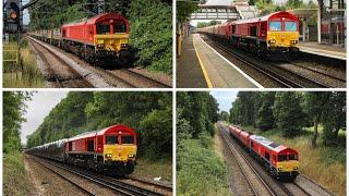 Freshly repainted DB Cargo Class 66s - July 2024