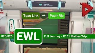 [SMRT | EWL] Full Journey on R151 - Maiden Trip | Tuas Link to Pasir Ris [825/826] (SUB CC) #r151