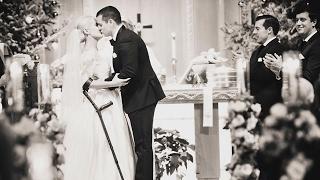 Paralympic swimmer Mallory Weggemann walks down the aisle