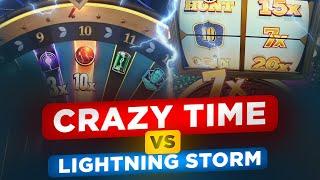 БИТВА ДВУХ ЛАЙВОВ CRAZY TIME VS LIGHTNING STORM ! ПОЙМАЛ ФАЙЕР БОЛЛ ПОД х10?!