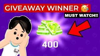 FREE GEMS GIVEAWAY WINNER  400 GEMS GIVEAWAY !!