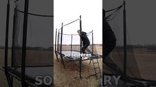 JUMPING ON ICE COVERED TRAMPOLINE #flips #viral #trampoline #winter #shorts