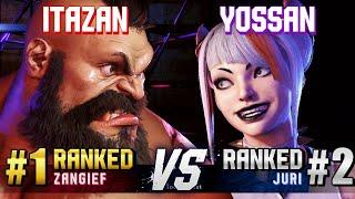 SF6 ▰ ITAZAN (#1 Ranked Zangief) vs YOSSAN (#2 Ranked Juri) ▰ High Level Gameplay