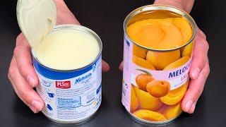 Beat condensed milk with peaches! The best no-bake summer dessert!