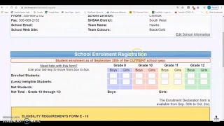 SHSAA ExNet - E 10 Form: School Enrollment Declaration