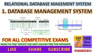 1. DATABASE MANAGEMENT SYSTEM RDBMS PYQ IN TAMIL #pgtrbcs  #ugcnetcs #trbcs