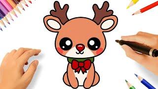 HOW TO DRAW A CUTE CHRISTMAS REINDEER EASY 