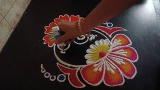 latest simple free hand rangoli design/ easy rangoli/daily rangoli designs/colours of Rangoli