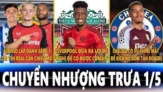 CHUYỂN NHƯỢNG TRƯA 1/5 | ALONSO MUỐN CÓ 3 CÁI TÊN TẠI REAL, LIVER NHẮM COMAN, CHELSEA MUỐN CÓ ROGERS