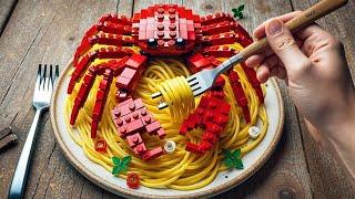 Most Expensive KING CRAB PASTA Recipe || Lego Stop Motion Cooking ASMR