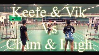 Cham & Hugh vs Keefe & Vik | Happy Hitters Badminton Match | BTravels23