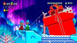 New Super Mario Bros U CHRISTMAS! - 2 Players (World 1) Walkthrough Co Op