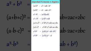 Algebra Formulas | Basic Algebraic Formulas