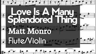 Love Is A Many Splendored Thing Flute Violin Sheet Music Backing Track Play Along Partitura