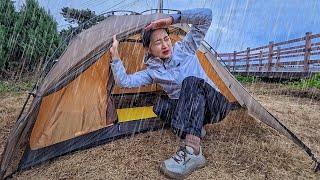 Survival Camping In Heavy Rain and Wind.  Two women were isolated 