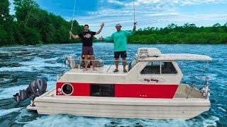 River Camping In My Fully Restored Houseboat!