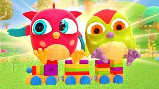 Hop Hop plays with the toy train for kids, toy cars and toys for kids. Compilation of baby cartoons.