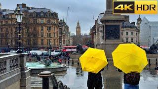 London Rainy Day Walk in Spring - 2024 ️  Springy Rain Walk [4K HDR]