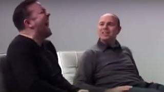 Karl Pilkington makes Ricky Gervais laugh hysterically