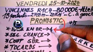 PRONOSTIC PMU QUINTÉ DU VENDREDI 25/10/2024