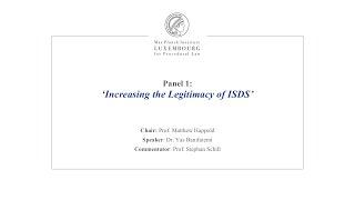 TTIP – Panel 1 - Increasing the Legitimacy of ISDS