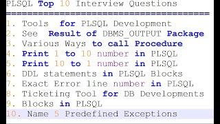 PL/SQL Interview Questions and Answers | Top 10 PLSQL Interview Questions