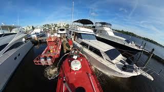 Dockside Sinker, Pumping Out, Stopping Leak, Salvaging a 50' Chris Craft #sinking #captainretriever