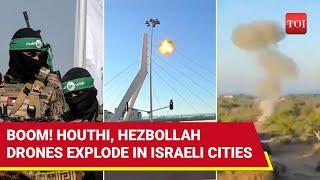 Houthis, Hezbollah 'Burn' Israel's Ashkelon, Nahariya: Explosive Drone Slams Into Train Station