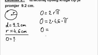 Računamo opseg kruga ako je zadan dijametar/promjer  | Opseg kruga -  ZADATAK 2.