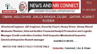 News and NRI Connect pt2  17 JAN 2020 | Assignment Abroad Today | Daily Job updates |Gulf Job