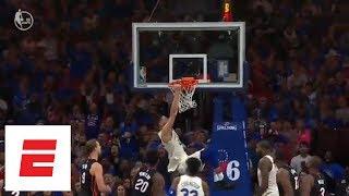 Ben Simmons amp’d up after powerful two-handed dunk | ESPN