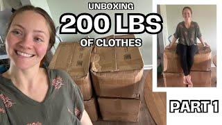 Unboxing ThredUP Rescue Box 200 lbs Bulk Mixed Clothing to resell on Poshmark - Part 1