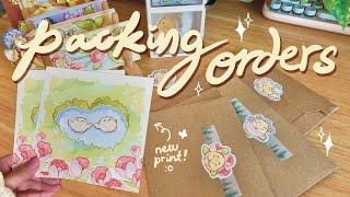 art vlog  packing orders, making prints, visiting art market °˖