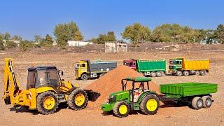 Soil Shifting Work For new ConstructionProject | JCB Backhoe Loader Loading Tractor Trolley & Truck