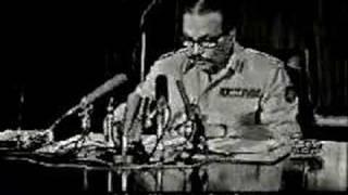 General Zia ul Haq promising elections in 90 days and replacing Bhutto regime