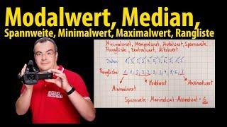 Modalwert, Mittelwert, Zentralwert, Minimalwert, Maximalwert, Spannweite,  Rangliste | Lehrerschmidt