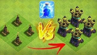 10x Lightning Spell vs Every Level Air Defense | How Much Need Lightning Spells?? - Clash of Clans