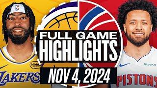 LAKERS vs PISTONS FULL GAME HIGHLIGHTS NOVEMBER 4, 2024 NBA FULL GAME HIGHLIGHTS TODAY 2K25