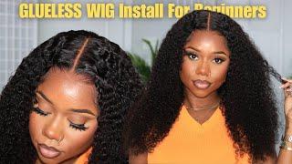 GLUELESS CURLY WIG INSTALL (Beginner Friendly) | Wowafrican | Chev B.