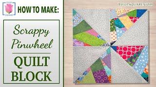 How to Make a Scrappy Pinwheel Crumb Quilt Block  Easy Beginner Quilting Tutorial  Scrap Buster 