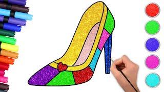 How to  Draw Cinderella's Shoe | Easy Drawing and Coloring For Kids | Chiki Art | HooplaKidz How To