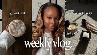 WEEKLY VLOG  first week at my new job.. I'm struggling + girls night out, cooking, new buys + more!