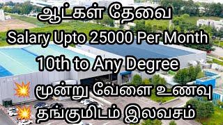  ஆட்கள் தேவை|3 Times Food + Room|Chennai job vacancy 2024 tamil|Chennai Jobs Today Openings