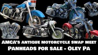 Harley Davidson Panheads for SALE at the 2024 Oley PA AMCA Antique Motorcycle Swap Meet Classic bike